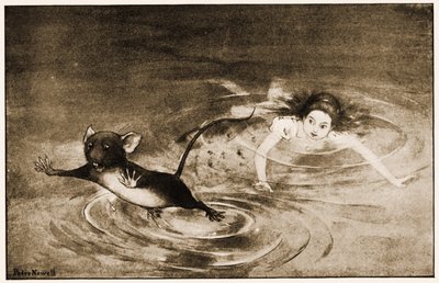 The Mouse gave a sudden leap out of the water, illustration for Lewis Carroll